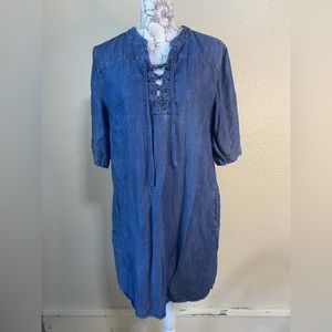 Philosophy blue medium wash denim look dress with pockets,‎ tencel size large